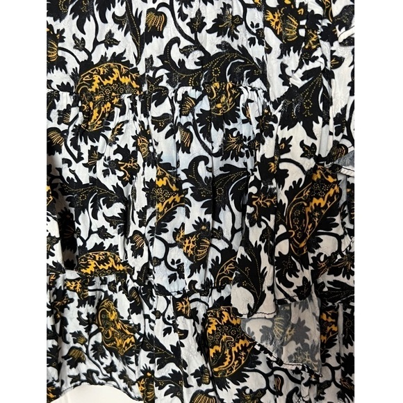 SANDRO Floral Print Long Sleeve V-Neck Faux Wrap Tiered Ruffle Mini Dress 6 - Picture 16 of 16